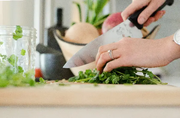 vegetables being chopped